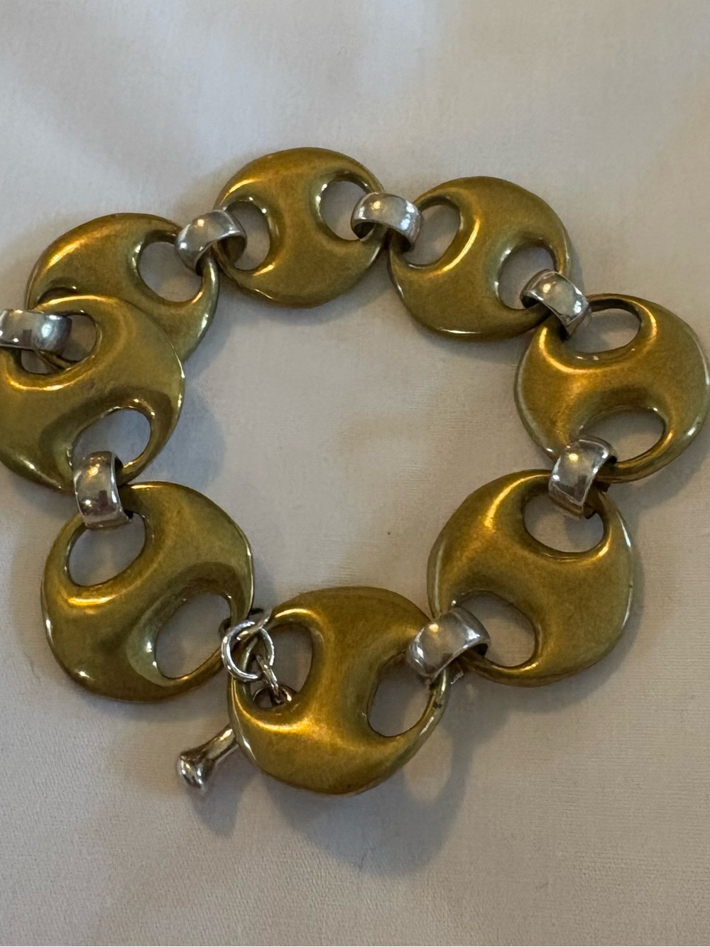 Source Unknown Gold and Silver Circular Link Bracelet - Women Jewelry
